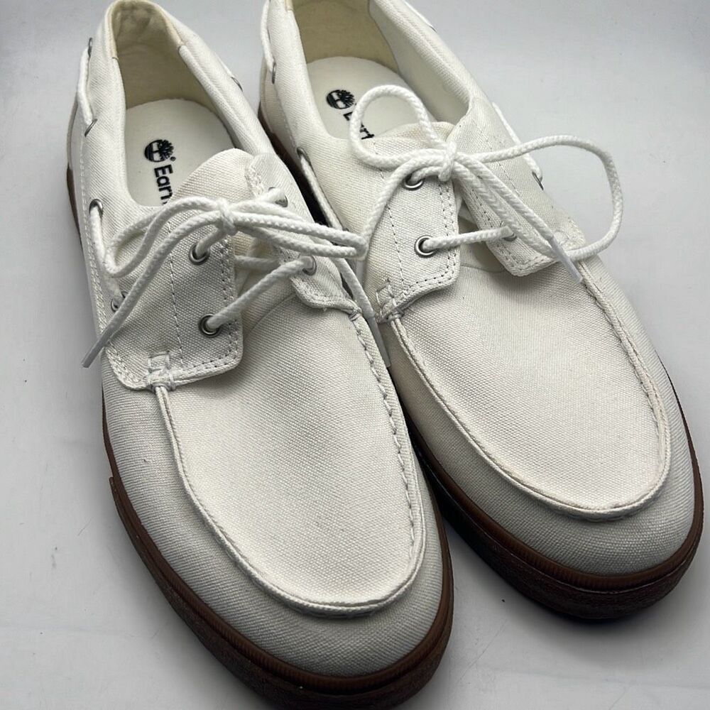 Timberland Men's Union Wharf 2.0 EK+ 2 Eye Boat Oxford White Canvas Men 10.5 NEW